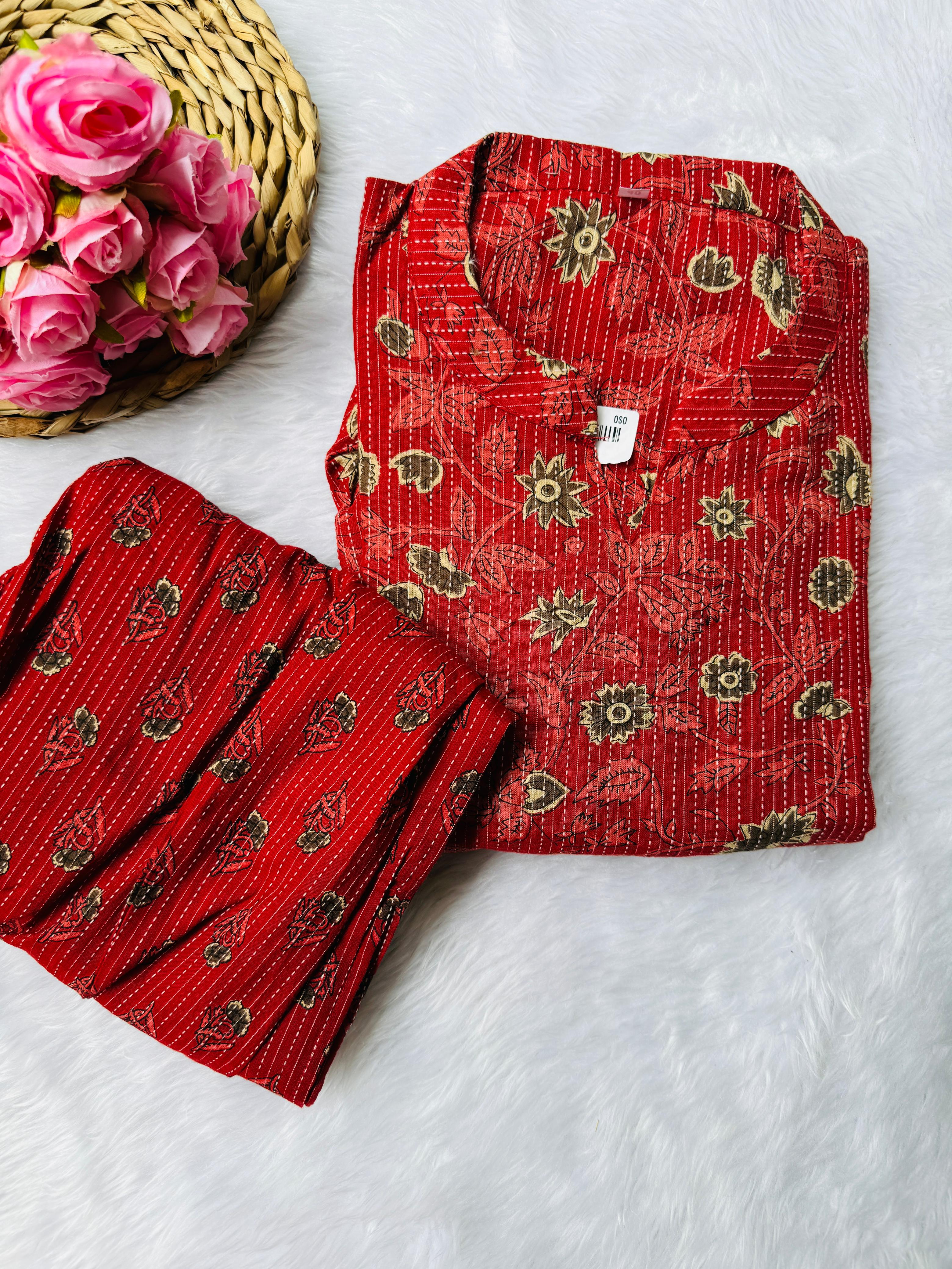 maroon cotton coord sets