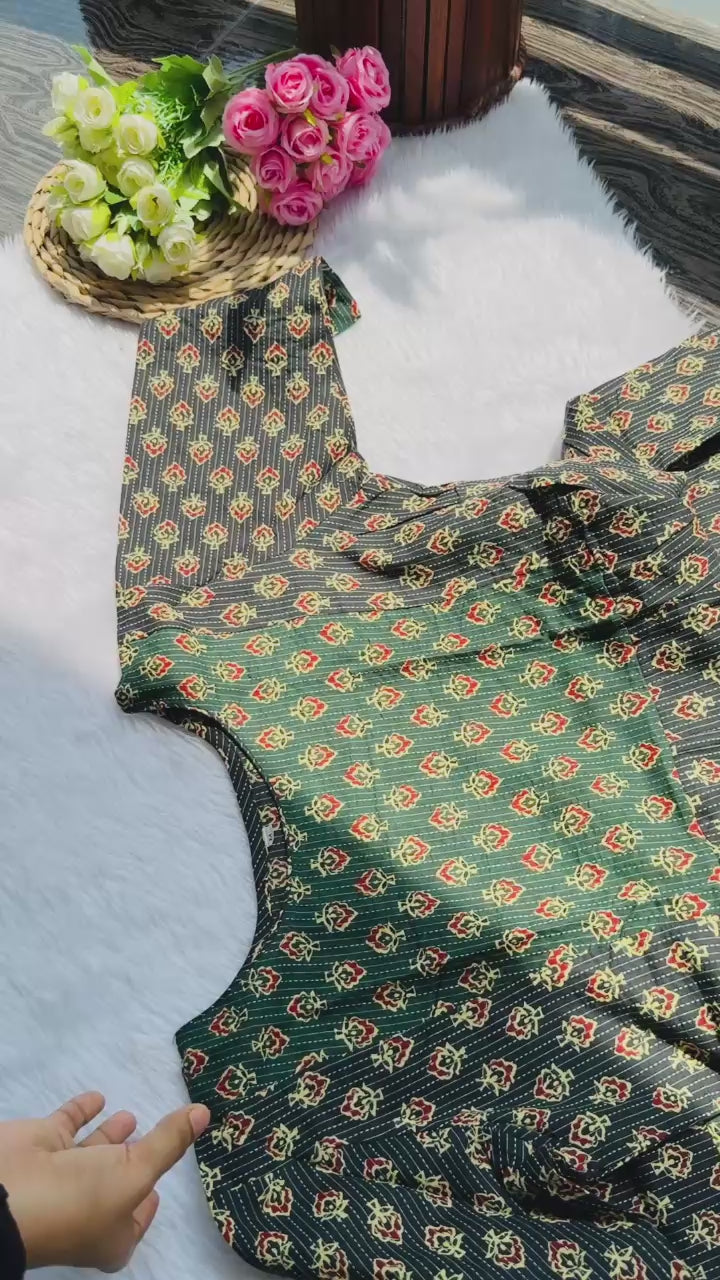 A line top Ajrakh Print