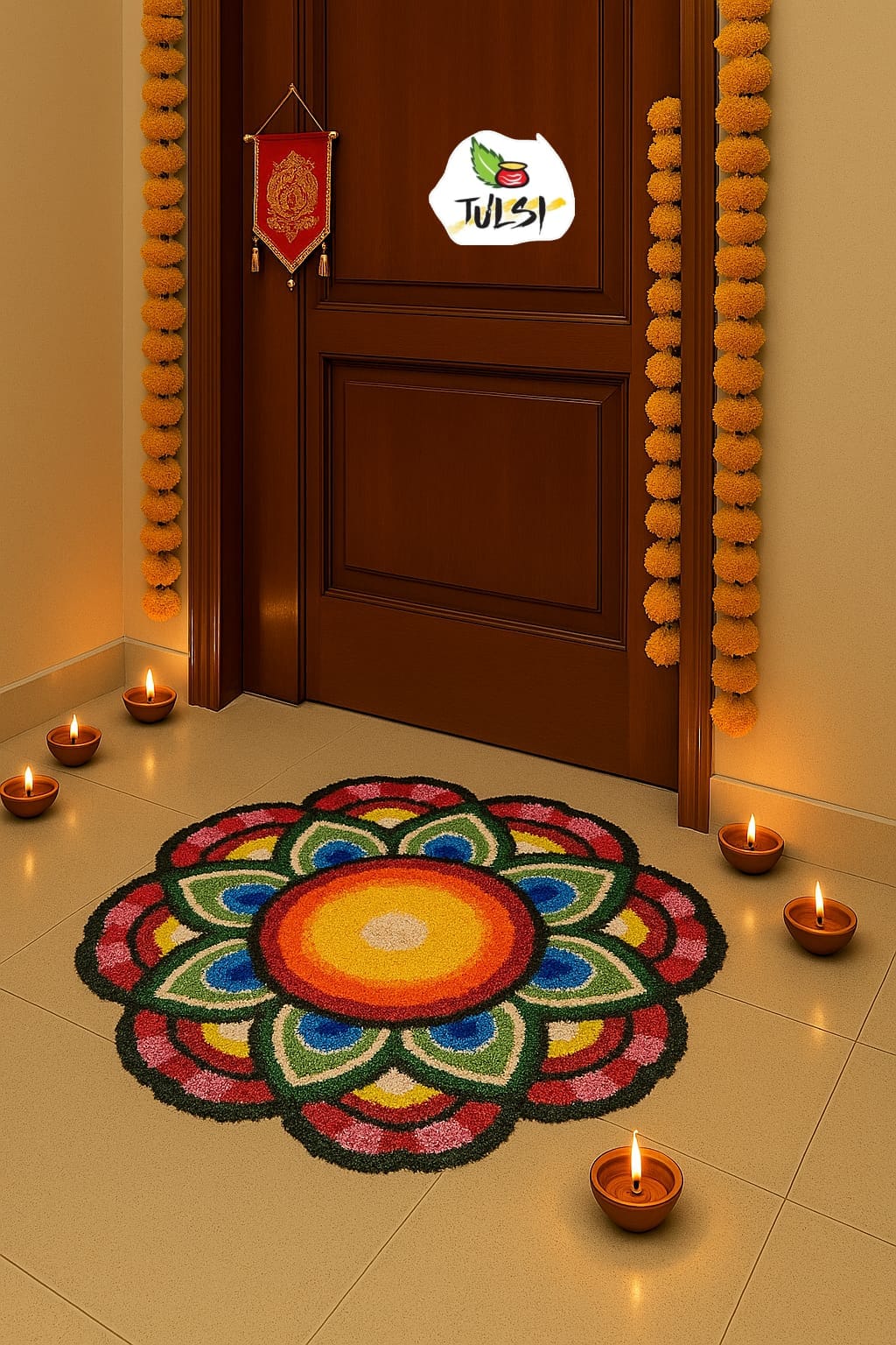 Onam themed floral carpet