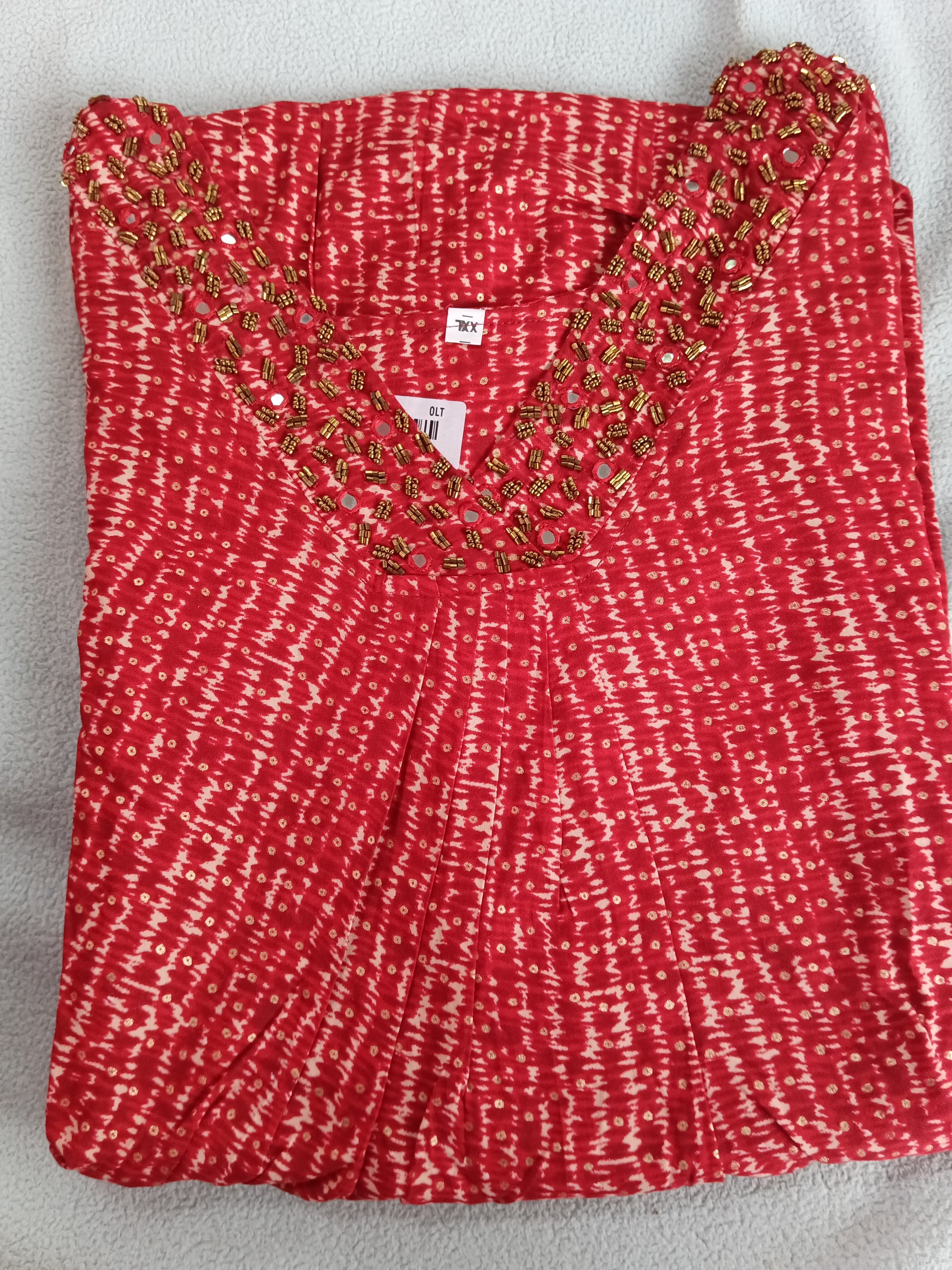 Rayon fusion kurta/dress  -  Tie Die pattern and foil printed