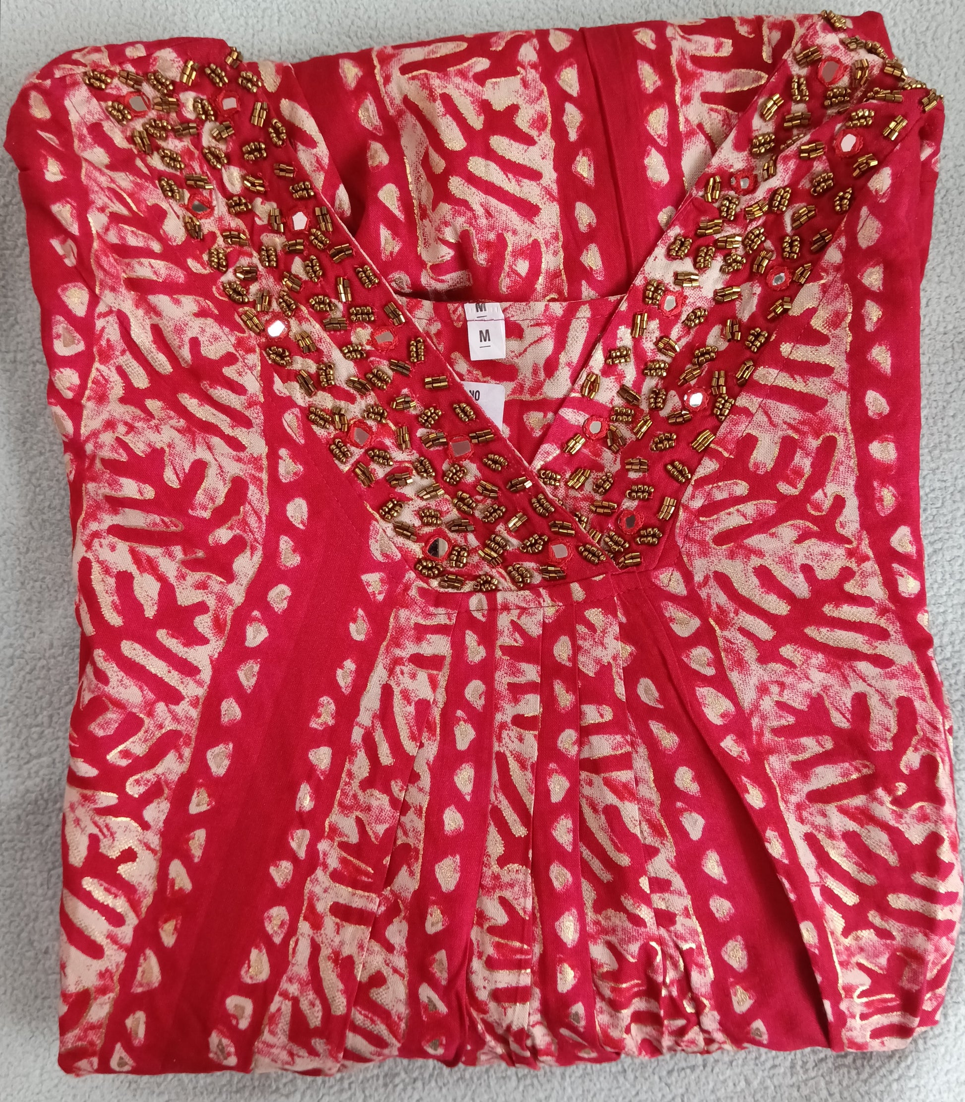 Rayon fusion kurta/dress  -  Tie Die pattern and foil printed