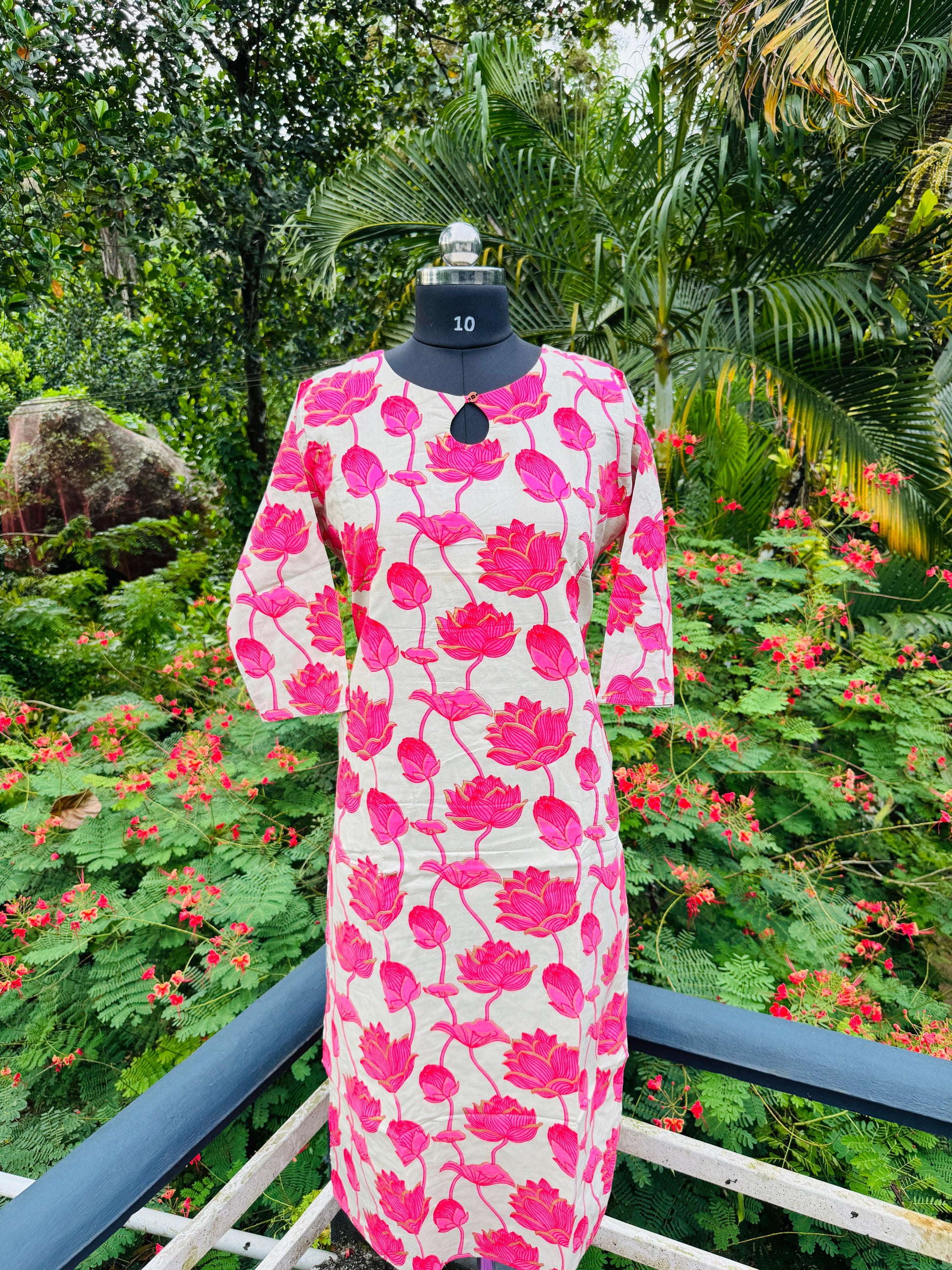 Cotton Kurta Key hole neck