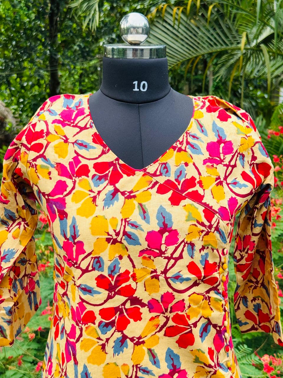 A line angrakhaa pattern dress