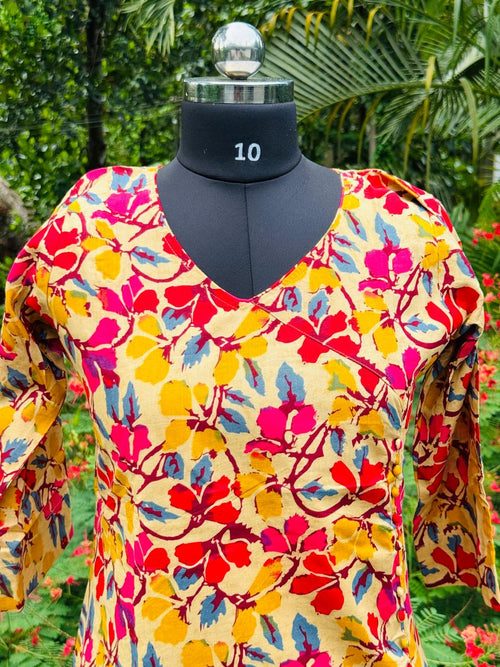 A line angrakhaa pattern dress