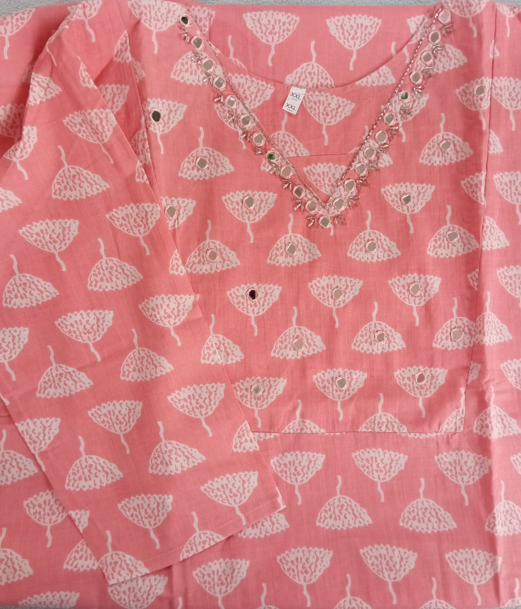 Mirror work Peach Kurta