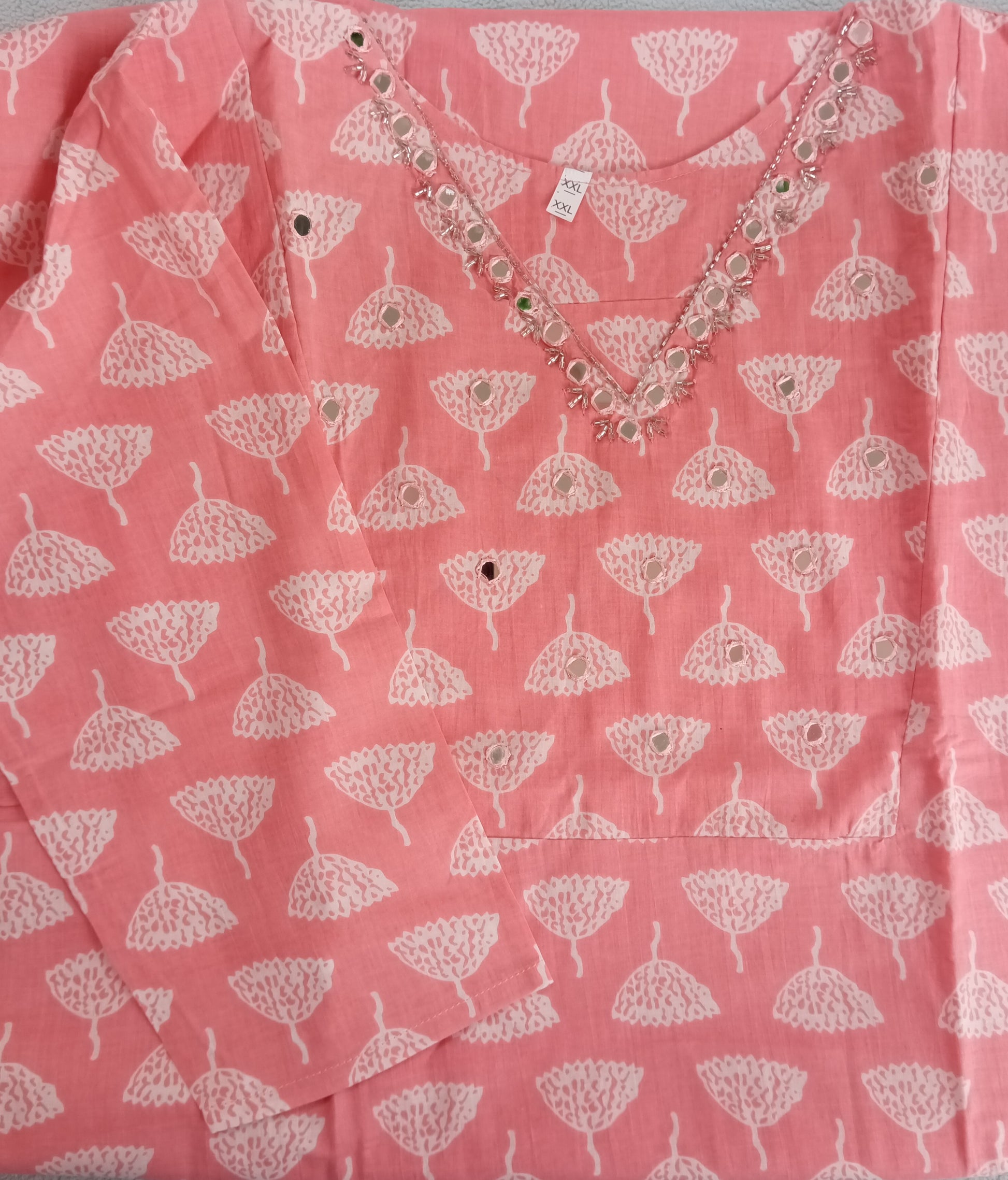 Mirror work Peach Kurta