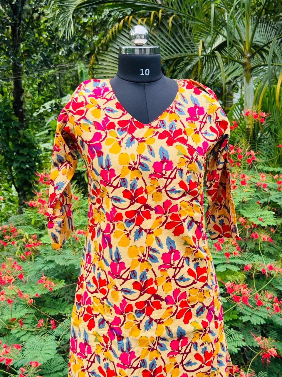 A line angrakhaa pattern dress