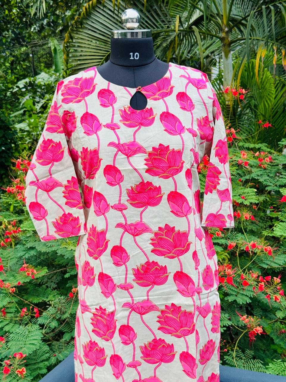 Cotton Kurta Key hole neck