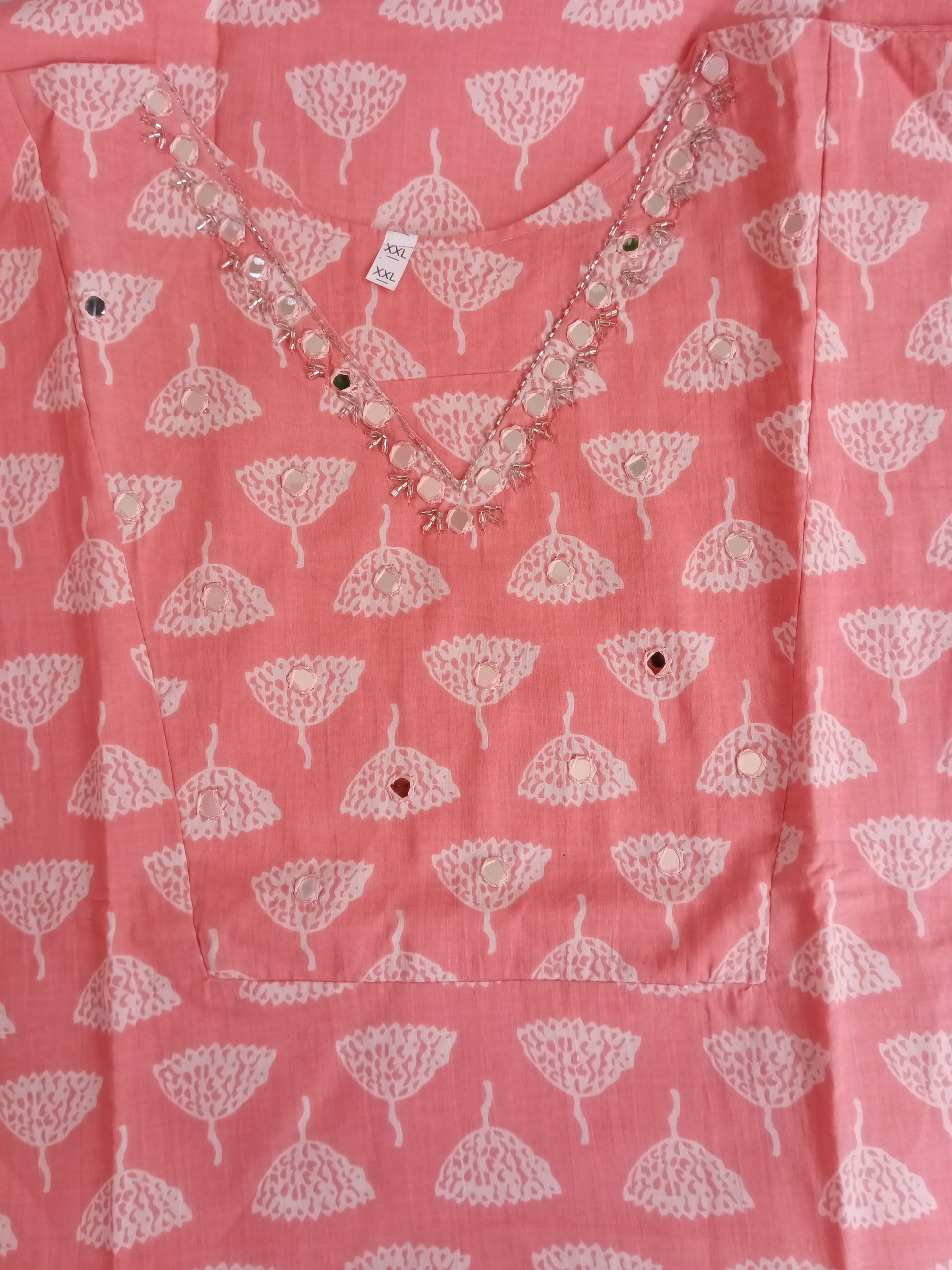 Mirror work Peach Kurta