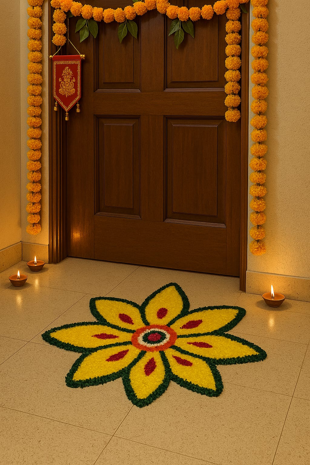 Onam themed floral carpet