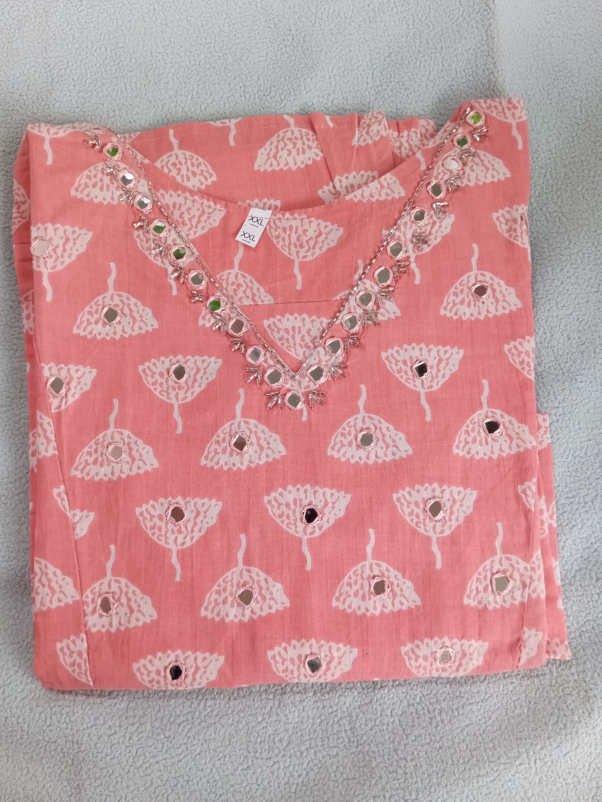Mirror work Peach Kurta
