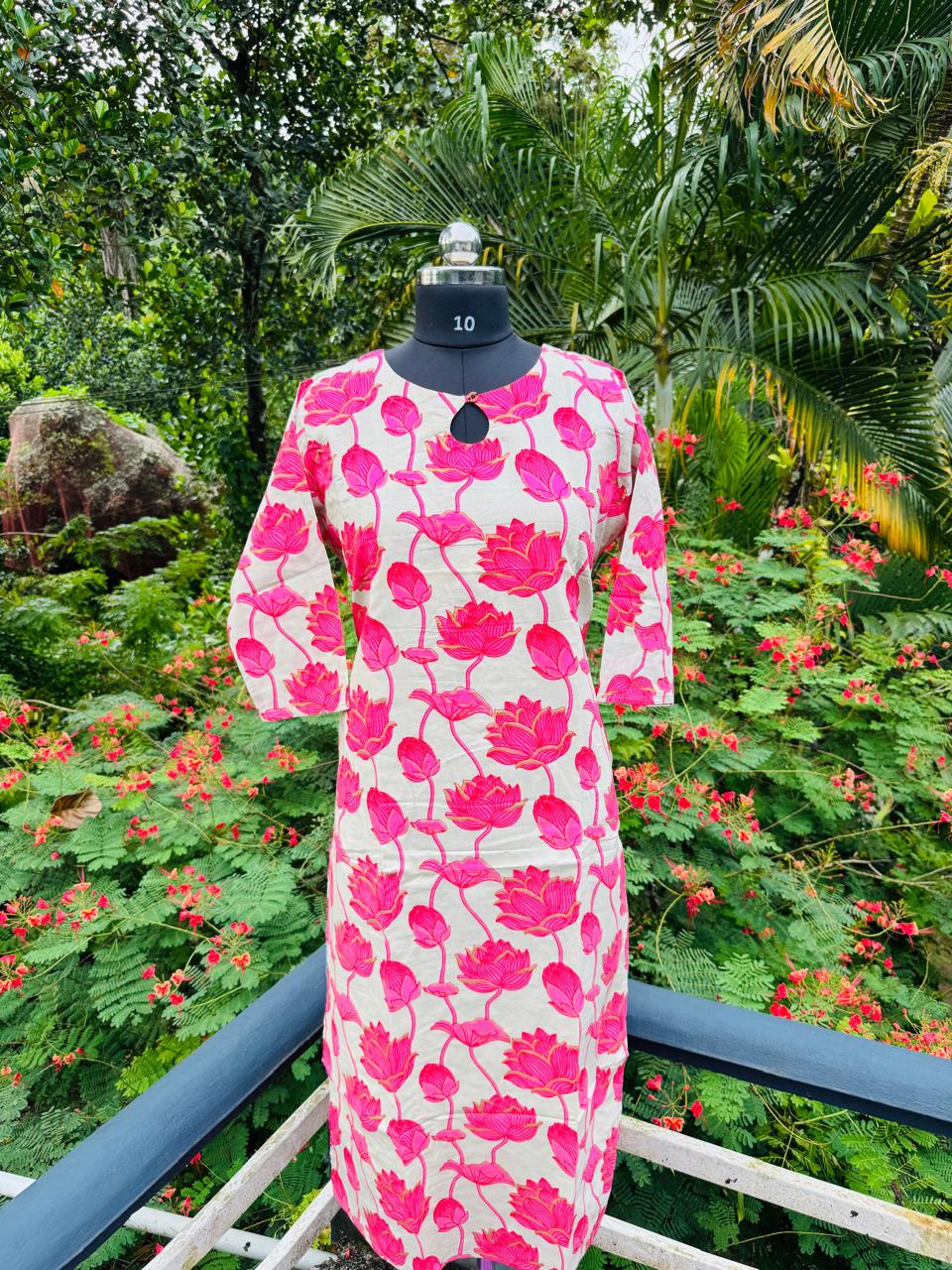 Cotton Kurta Key hole neck