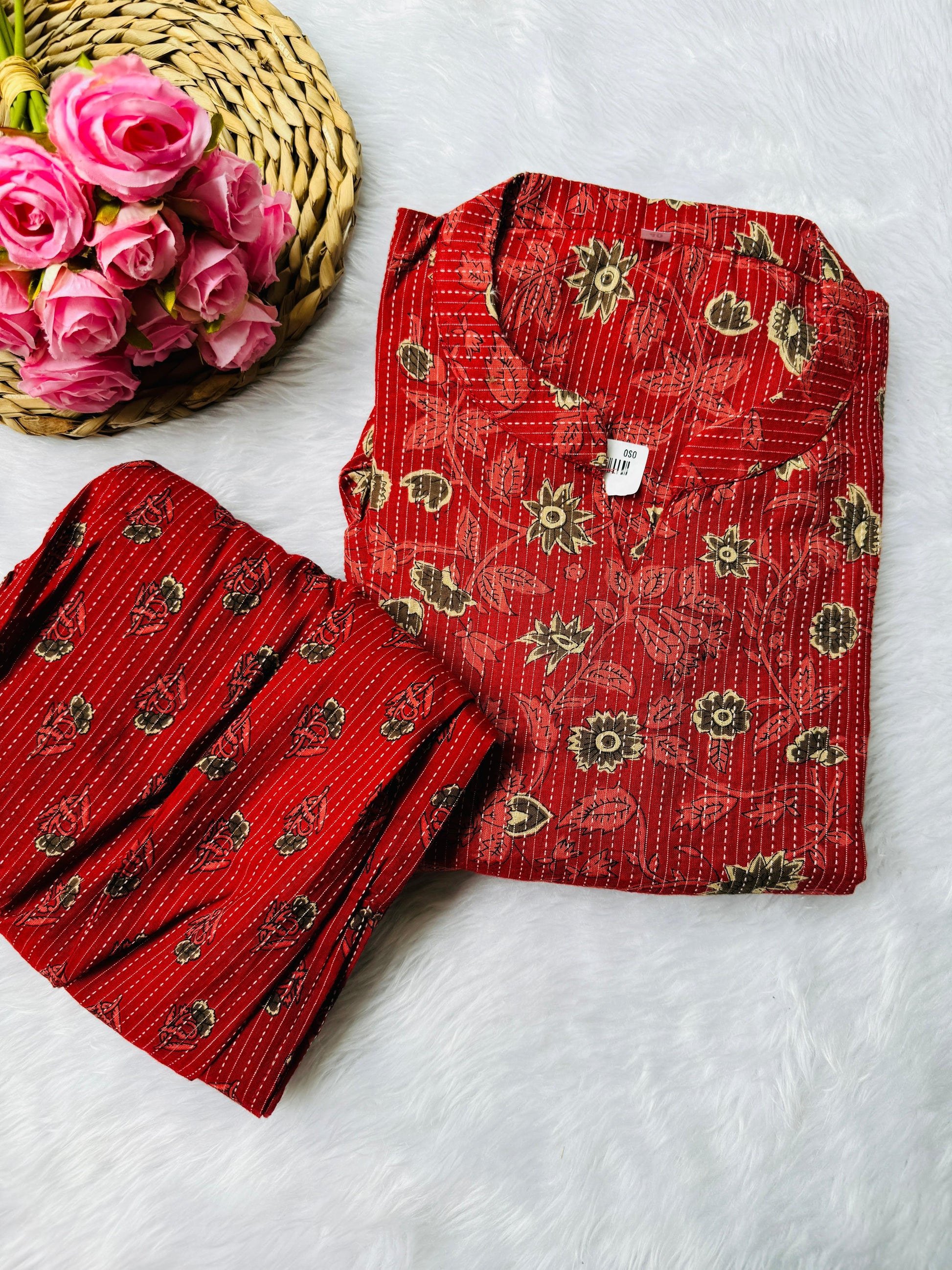 maroon cotton coord sets