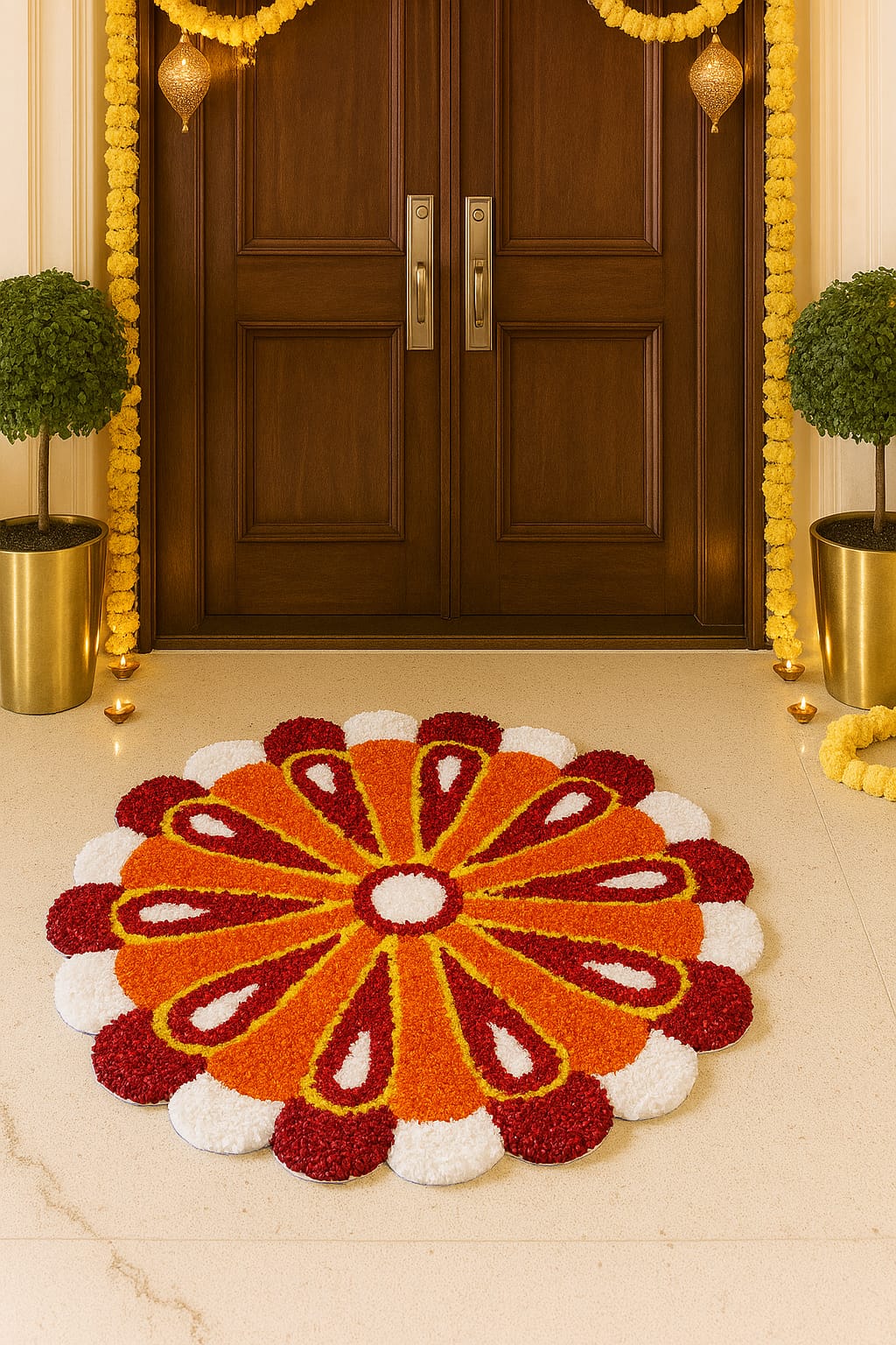Onam themed floral carpet
