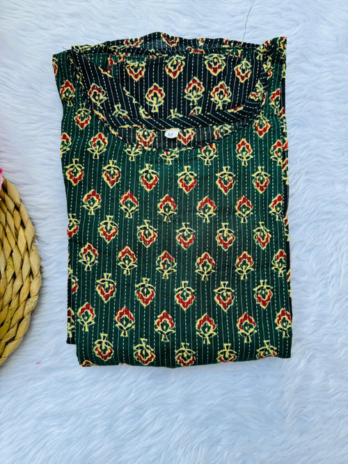 A line top Ajrakh Print