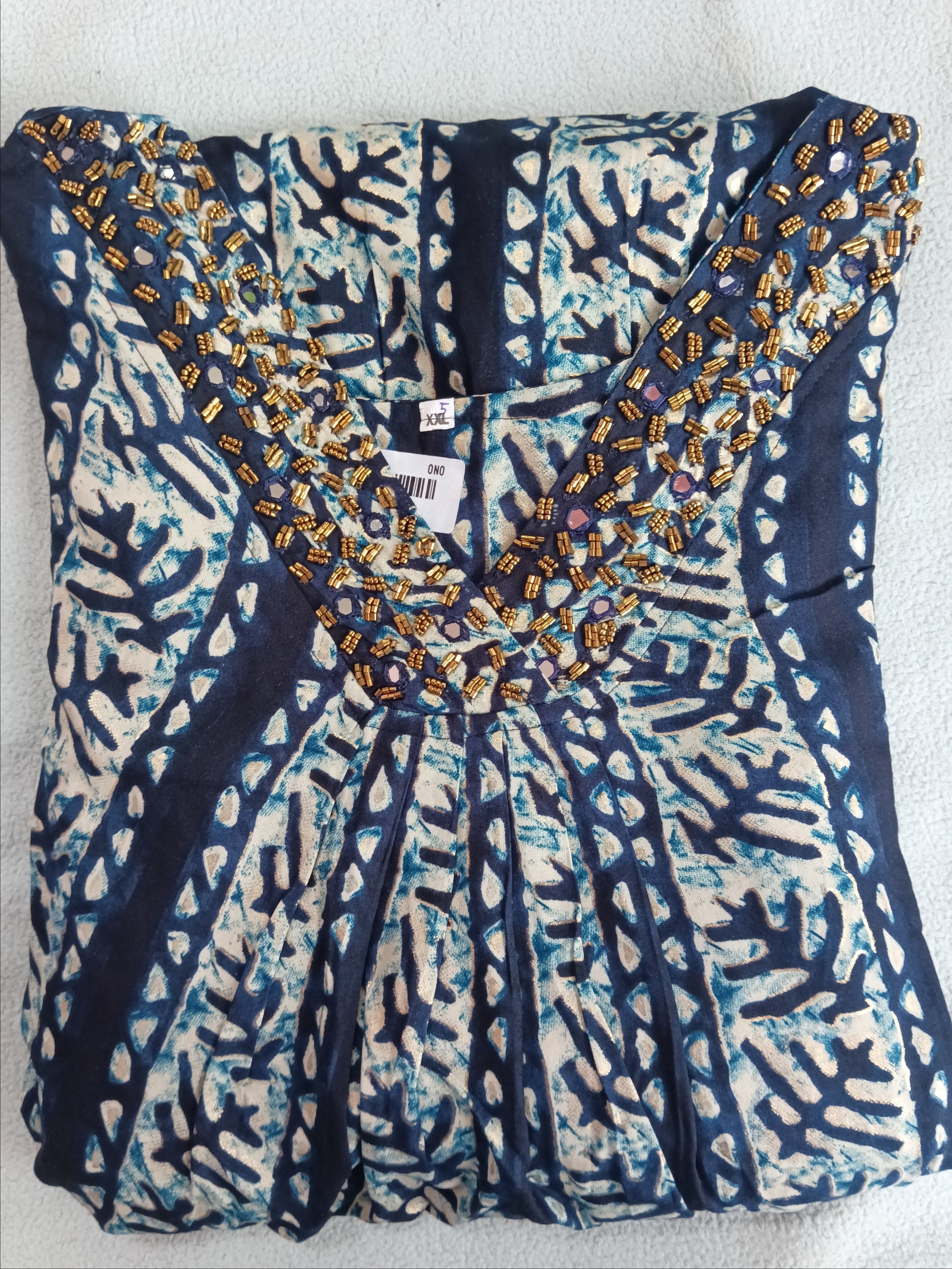 Rayon fusion kurta/dress  -  Tie Die pattern and foil printed